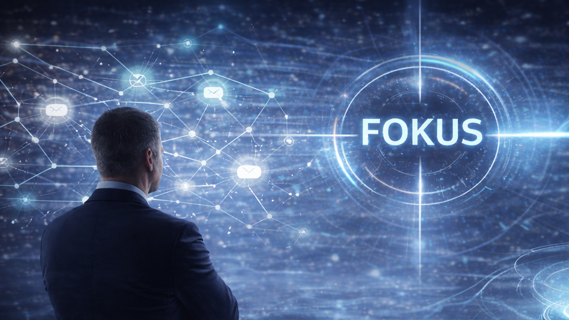 Führungskraft analysiert digitale Kommunikationsstruktur als Sinnbild für effiziente Prozesse durch AudioCodes Voice AI.